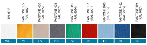 Available colors for AirWorkx Fabric Duct